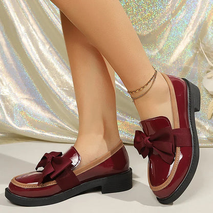 Plus Size 43 Bowknot Loafers Women 2026 Autumn Thick Sole Platform Oxfords Shoes Woman Comfortable Slip On Single Shoes Ladies