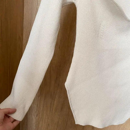 New Casual And Trendy Square Collar Long Sleeve Woman's Sweaters Knitted Pullover Spring Autumn Sweater Winter Tops For Women Black And White Jumper